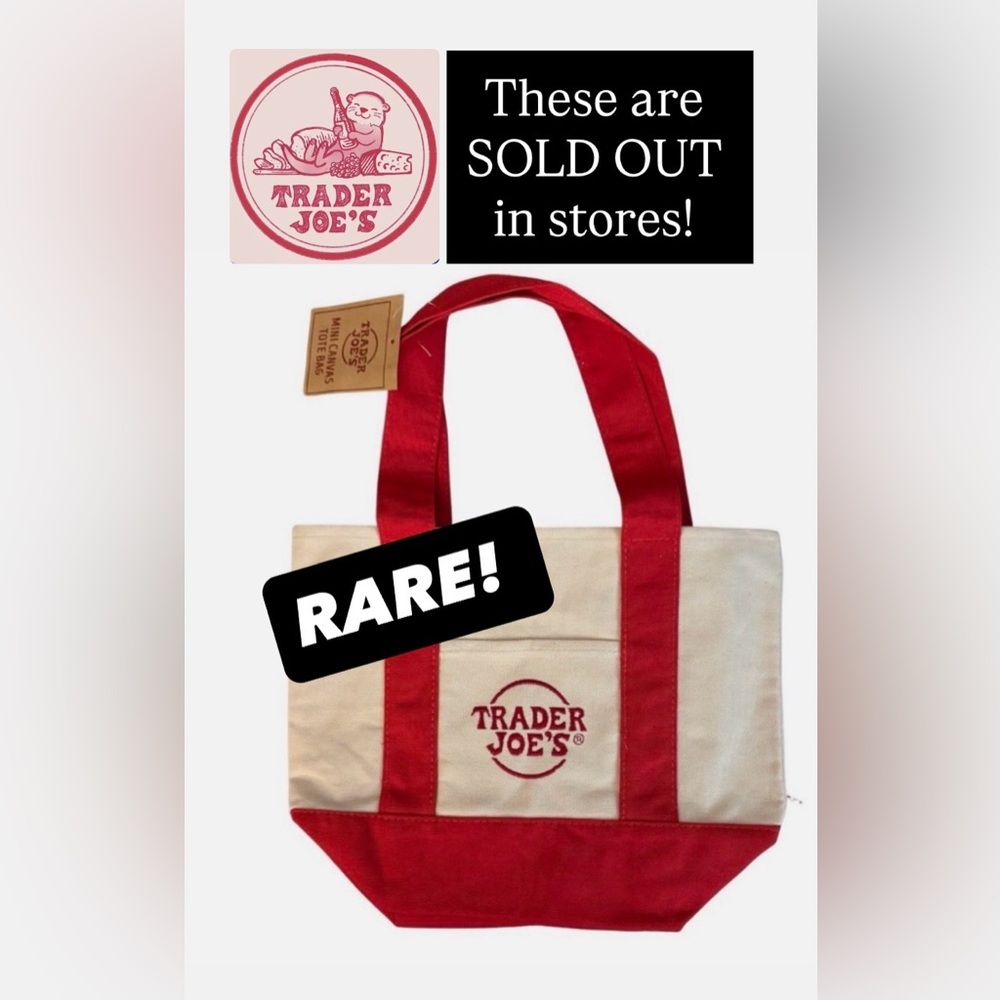 NEW🏷️❤️RED Mini Canvas Tote Bag Holiday Colors! Trader Joe's Canvas Tote Bag